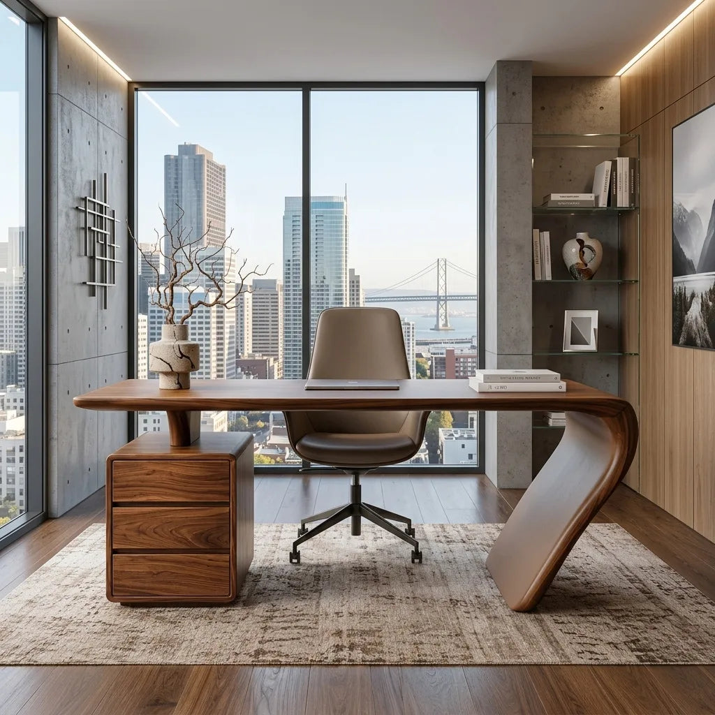 Organic Sculptural Curved Desk For Home Office