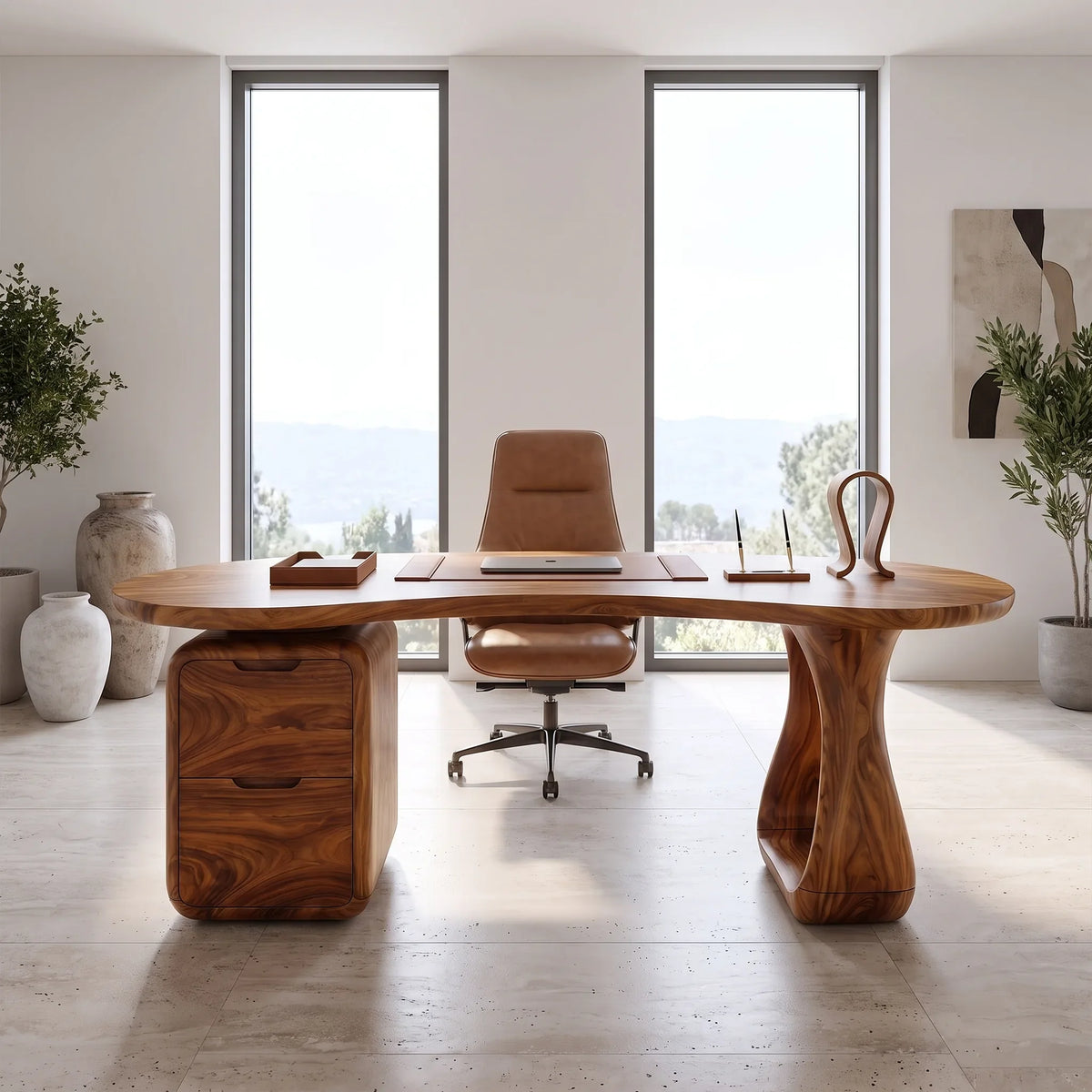 Elegant Office Desk Executive Desk Writing Desk With Rounded Drawers For Executive Office