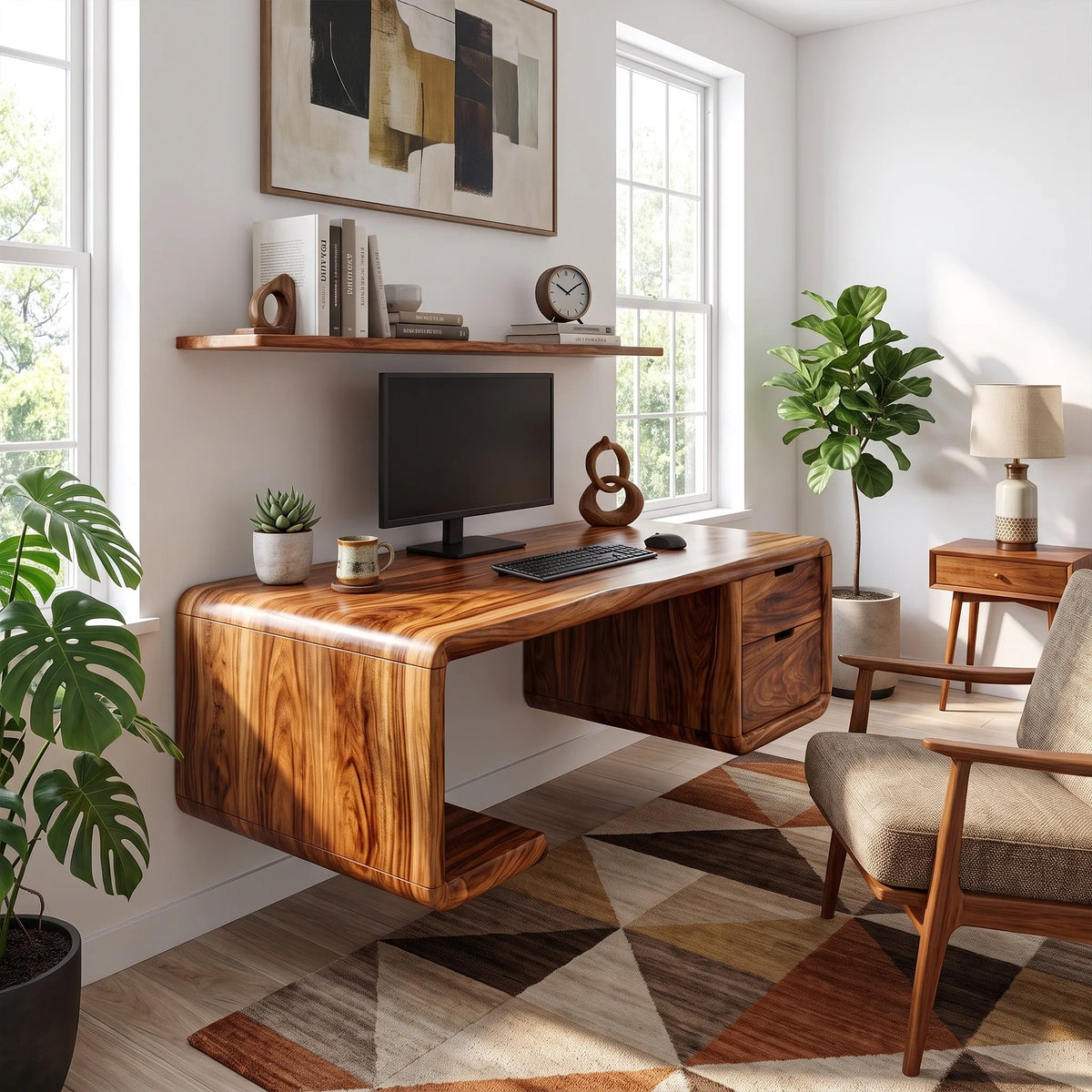 Refined Office Desk Writing Desk Home Office Desk With Three Drawers For Study Room