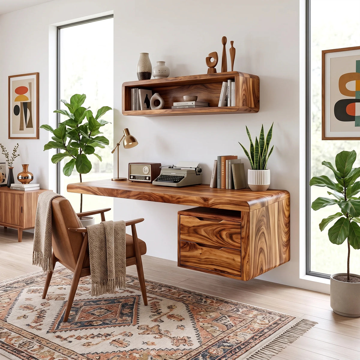 Serene Computer Desk Home Office Desk Office Desk With Drawers Floating Design For Home Office