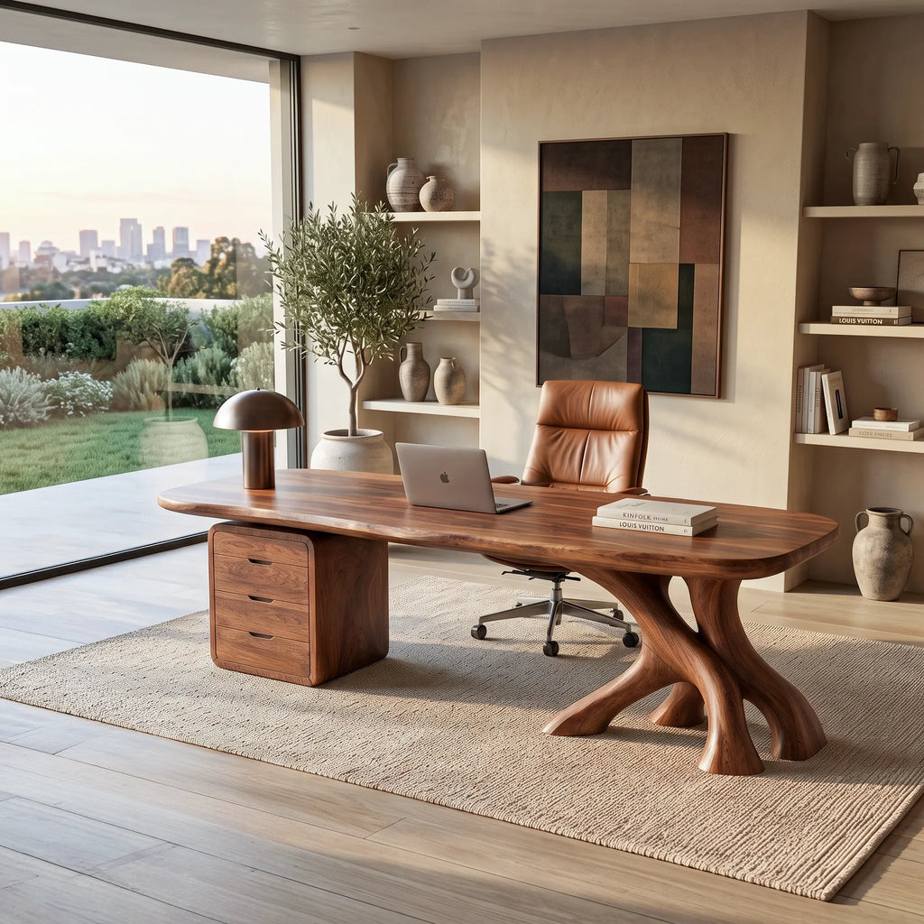 Modern Executive Desk Sculptural Base With Drawers Executive Office